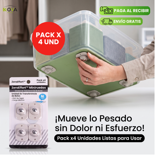 ZeroEffort™ Miniruedas Pegables Deslizamiento Instantáneo Pack x4 Und