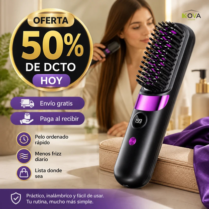 FrizzFree ™ Cepillo Alisador Eléctrico Portátil Inalámbrico Anti Frizz
