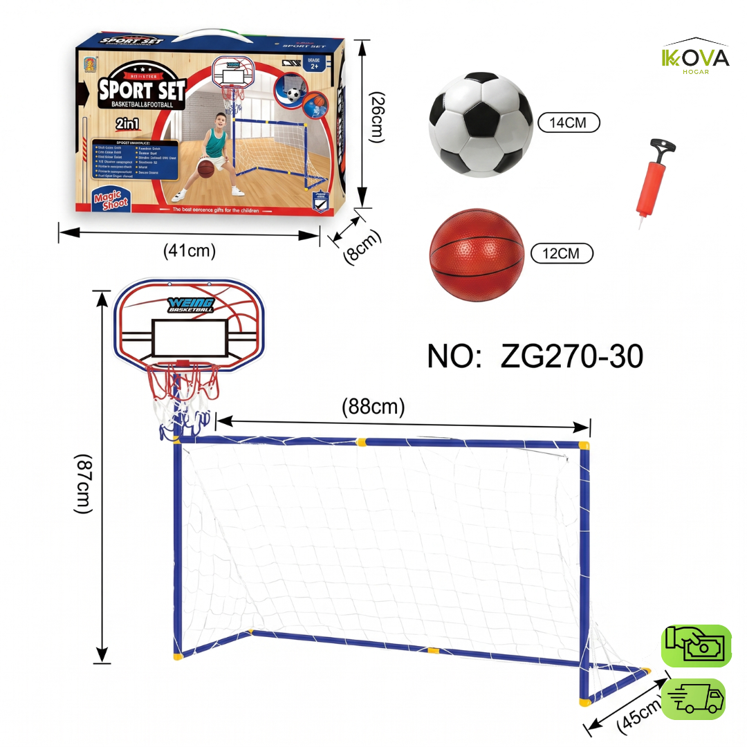LittleChamps™ Set de Cancha Deportiva Para Niños 2 en 1 Completa