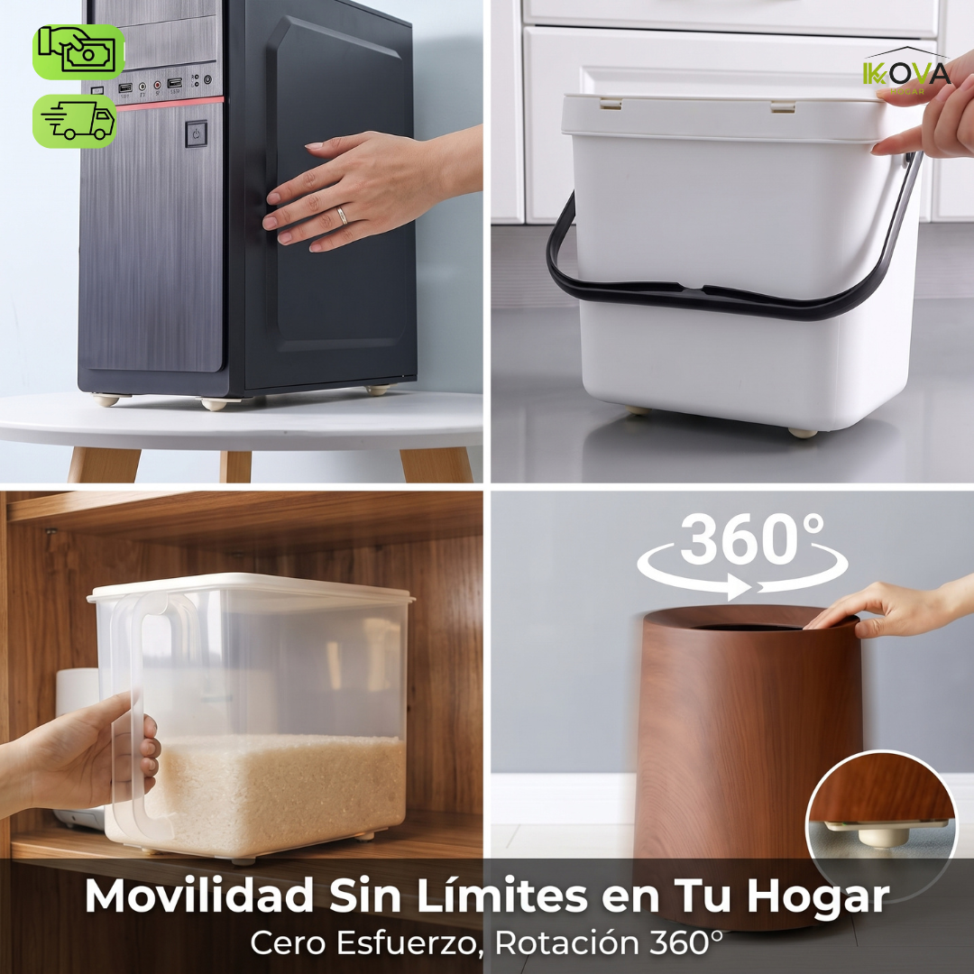 ZeroEffort™ Miniruedas Pegables Deslizamiento Instantáneo Pack x4 Und
