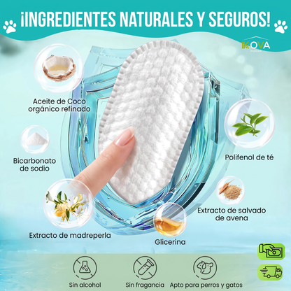BarkBrite™ Pack x50 Und Toallitas Multiuso para Oído,Ojos, y Dientes  Para Mascotas
