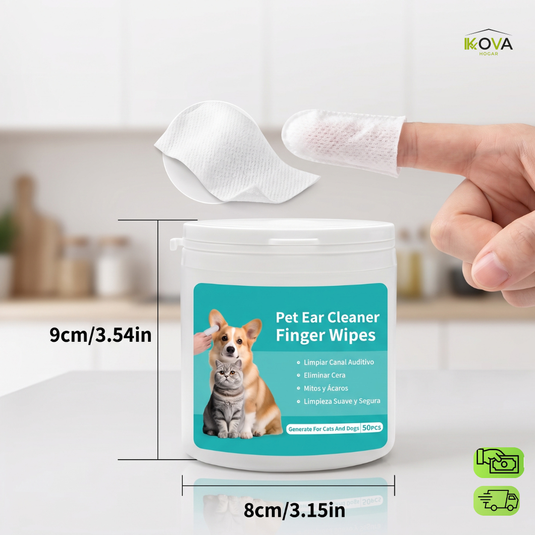 BarkBrite™ Pack x50 Und Toallitas Multiuso para Oído,Ojos, y Dientes  Para Mascotas
