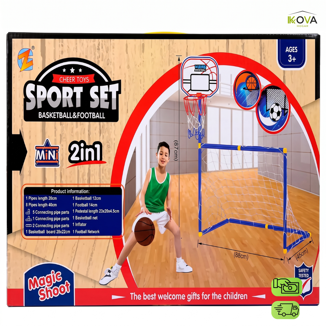 LittleChamps™ Set de Cancha Deportiva Para Niños 2 en 1 Completa