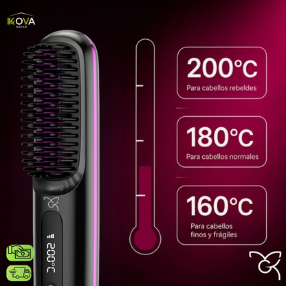 FrizzFree ™ Cepillo Alisador Eléctrico Portátil Inalámbrico Anti Frizz