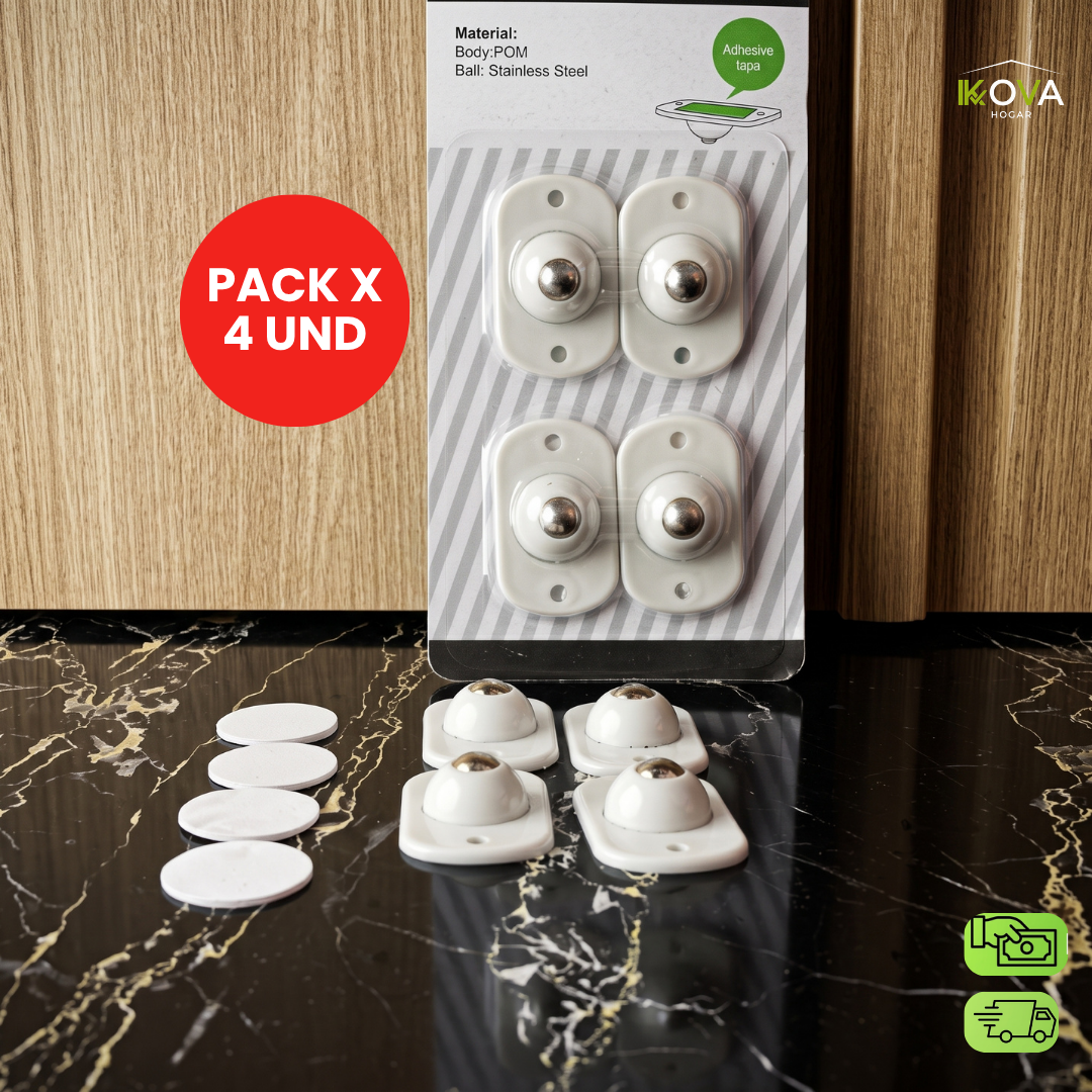 ZeroEffort™ Miniruedas Pegables Deslizamiento Instantáneo Pack x4 Und