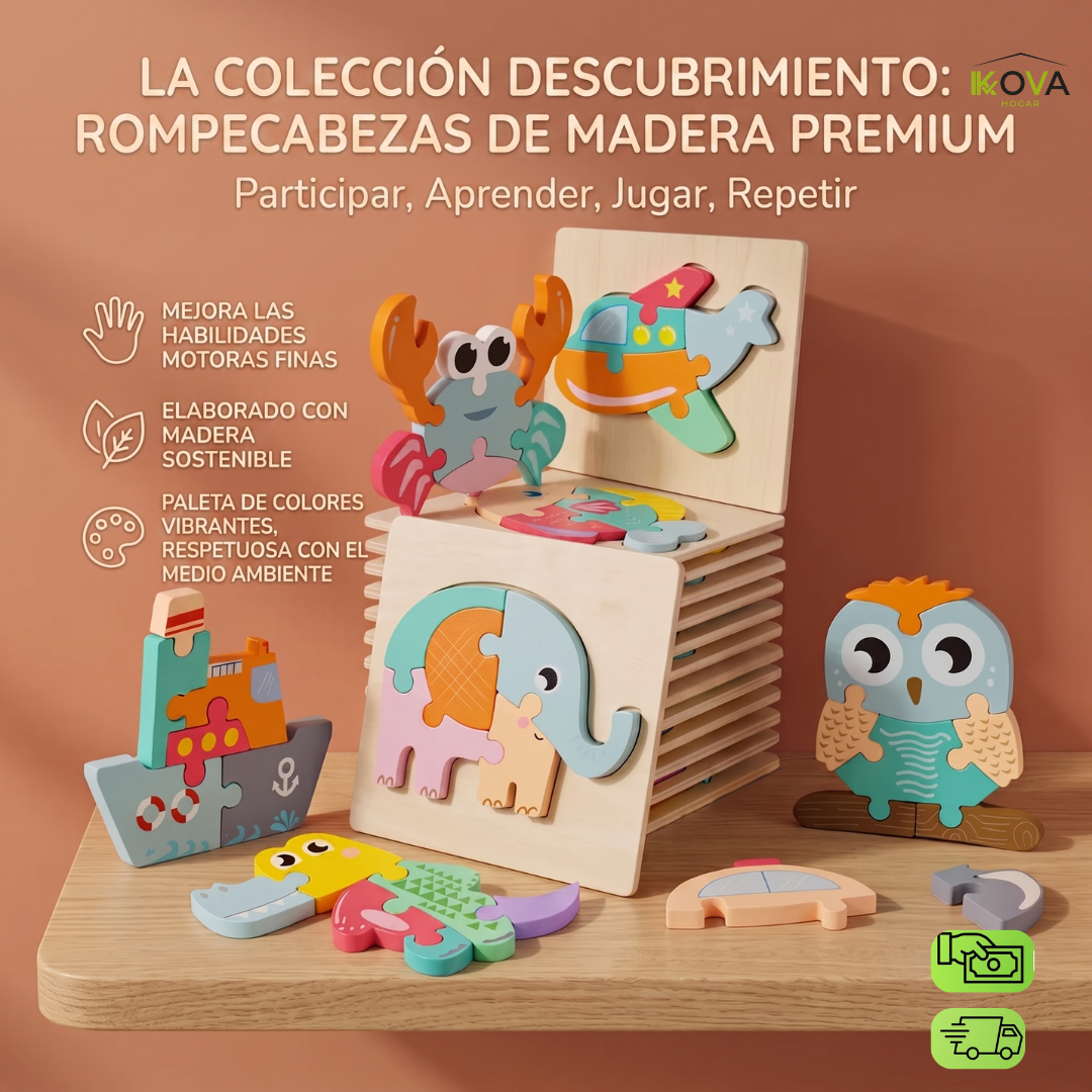 MindCraft Kids™ 2x1 Juguete De Madera Para Pensar