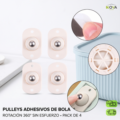 ZeroEffort™ Miniruedas Pegables Deslizamiento Instantáneo Pack x4 Und